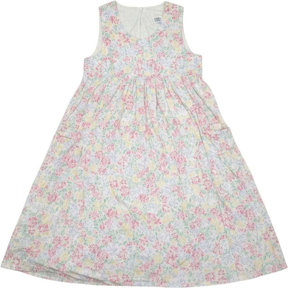 Vintage Laura Ashley Floral Cotton Midi Dress Great Britain Pastel Pink 8